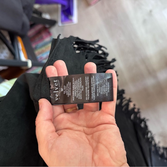 Velvet by Graham & Spencer Black Cardigan with Fringe Details - Picture 10 of 10